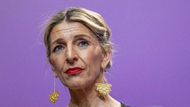 Yolanda Díaz, el sábado en la gala de entrega de los Premios Mestre Mateo, en Lalín (Pontevedra).