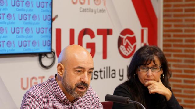 El secretario general de UGT en Castilla y León, Óscar Lobo, durante su rueda de prensa de este lunes