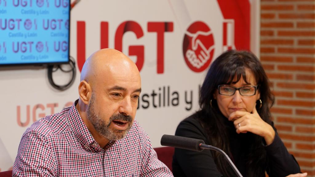 El secretario general de UGT en Castilla y León, Óscar Lobo, durante su rueda de prensa de este lunes