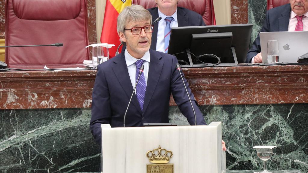 Un momento de la comparecencia en la Asamblea del consejero de Economía, Luis Alberto Marín.