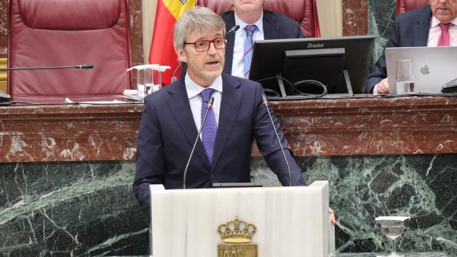 Un momento de la comparecencia en la Asamblea del consejero de Economía, Luis Alberto Marín.