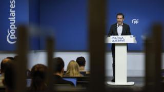 Borja Sémper, portavoz del Comité de Dirección del PP, en rueda de prensa.