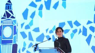 La presidenta madrileña, Isabel Díaz Ayuso, en la Conferencia Margaret Thatcher, este lunes en Londres.