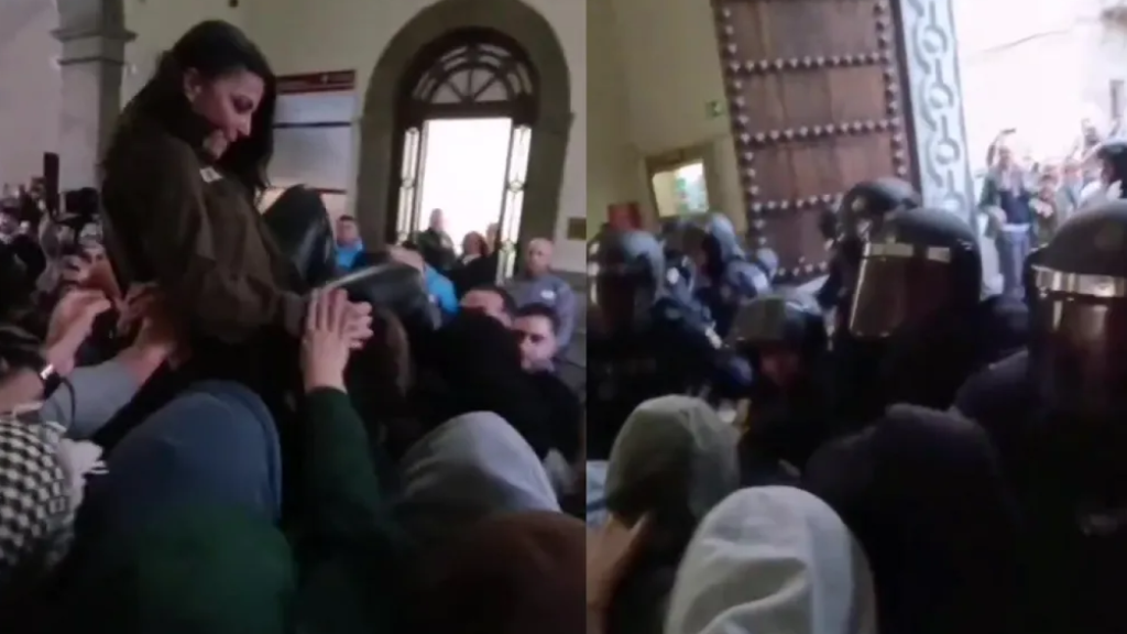 Dos detenidos por atentar contra la autoridad en un acto de Macarena Olona en Granada.