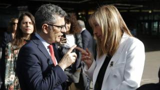 La presidenta del Poder Judicial, Isabel Perelló, y el ministro Félix Bolaños, el pasado 23 de enero en Barcelona./