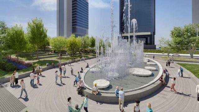 Recreación virtual de la fuente del futuro Parque Castellana.