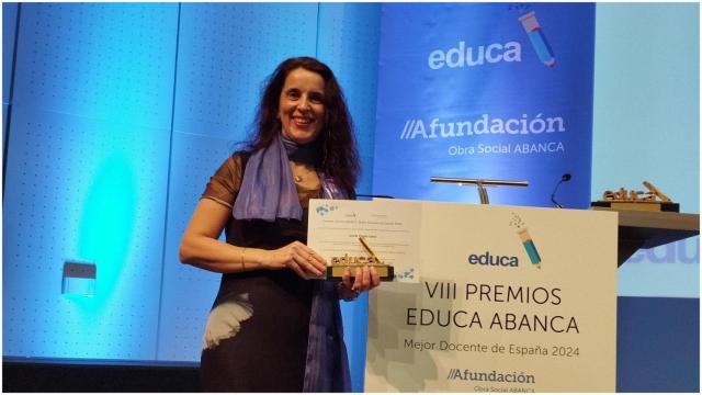 Fina Paulos Lareo al recoger su premio