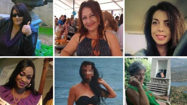 Josefa Martínez, María Manuela Castillo, Nuria Alonso, Maguette Mbeugou, M.B y María José Pallarés, seis de las asesinadas en las tres semanas trágicas.