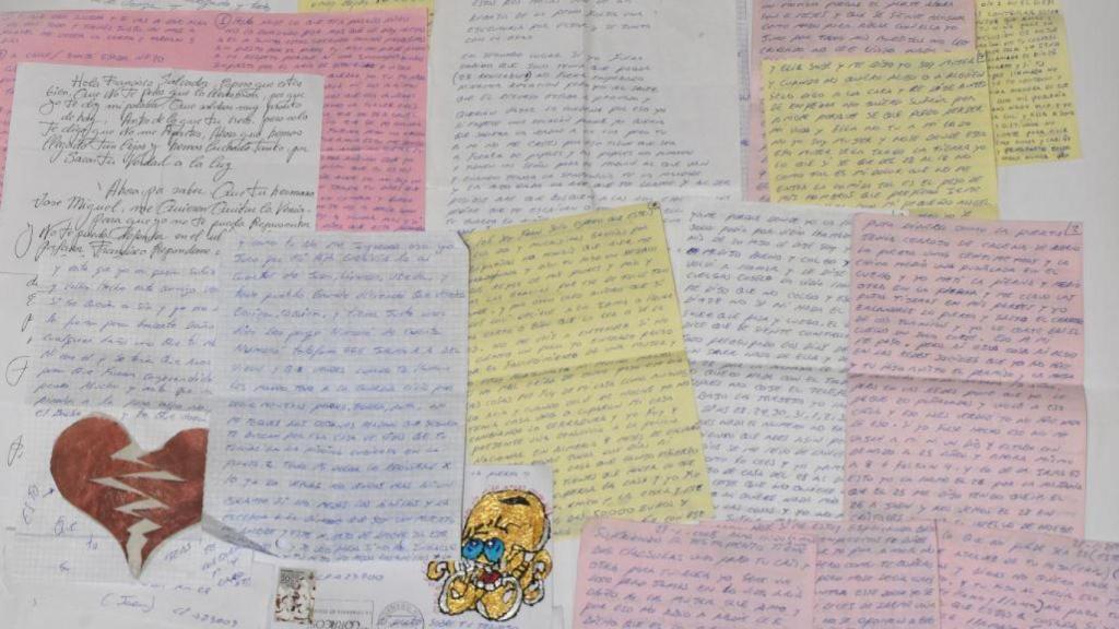 Imagen de las cartas enviadas por Francisco Salvador, entregadas por la víctima a la Policía Nacional.