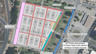 Detalles del aparcamiento disuasorio junto al Martín Carpena.