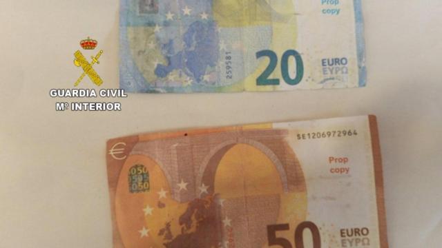 Imagen de los billetes falsos.