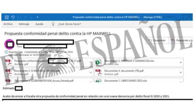 Correo anonimizado que el defensor de González Amador envió a la Abogacía del Estado el 2 de febrero de 2024./