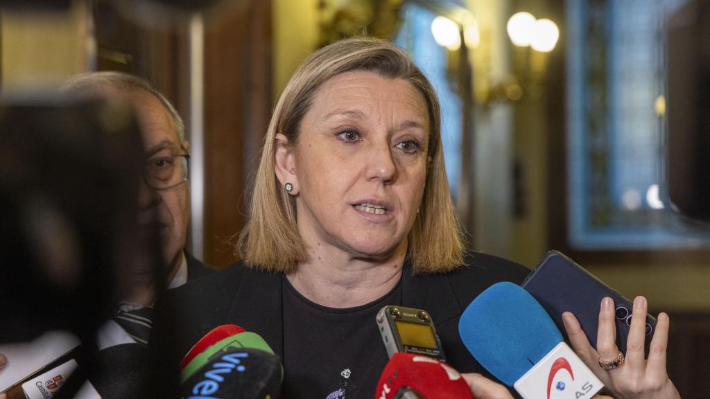 La vicepresidenta y consejera de Familia e Igualdad de Oportunidades de la Junta, Isabel Blanco, durante su intervención de este martes