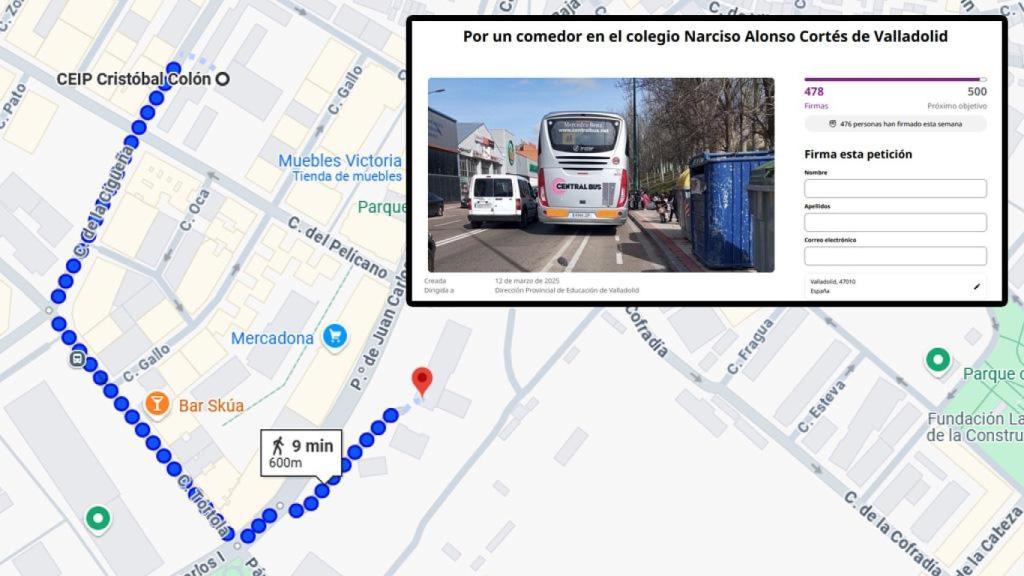 Imagen del mapa y la petición en change.org