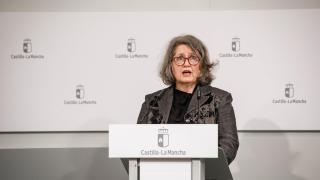 Mercedes Gómez, consejera de Desarrollo Sostenible de Castilla-La Mancha, este martes en rueda de prensa.