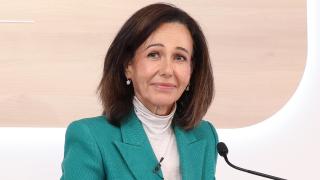 La presidenta del Banco Santander, Ana Botín, durante la presentación de los resultados de Banco Santander en su ejercicio de 2024, a 5 de febrero de 2025, en Boadilla del Monte, Madrid (España).
