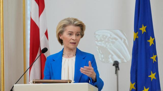 La presidenta Ursula von der Leyen, durante su discurso de este martes en Dinamarca