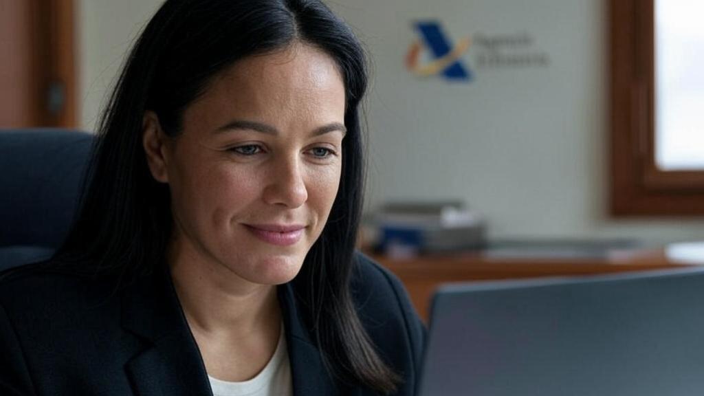 Imagen de una mujer en la Agencia Tributaria.