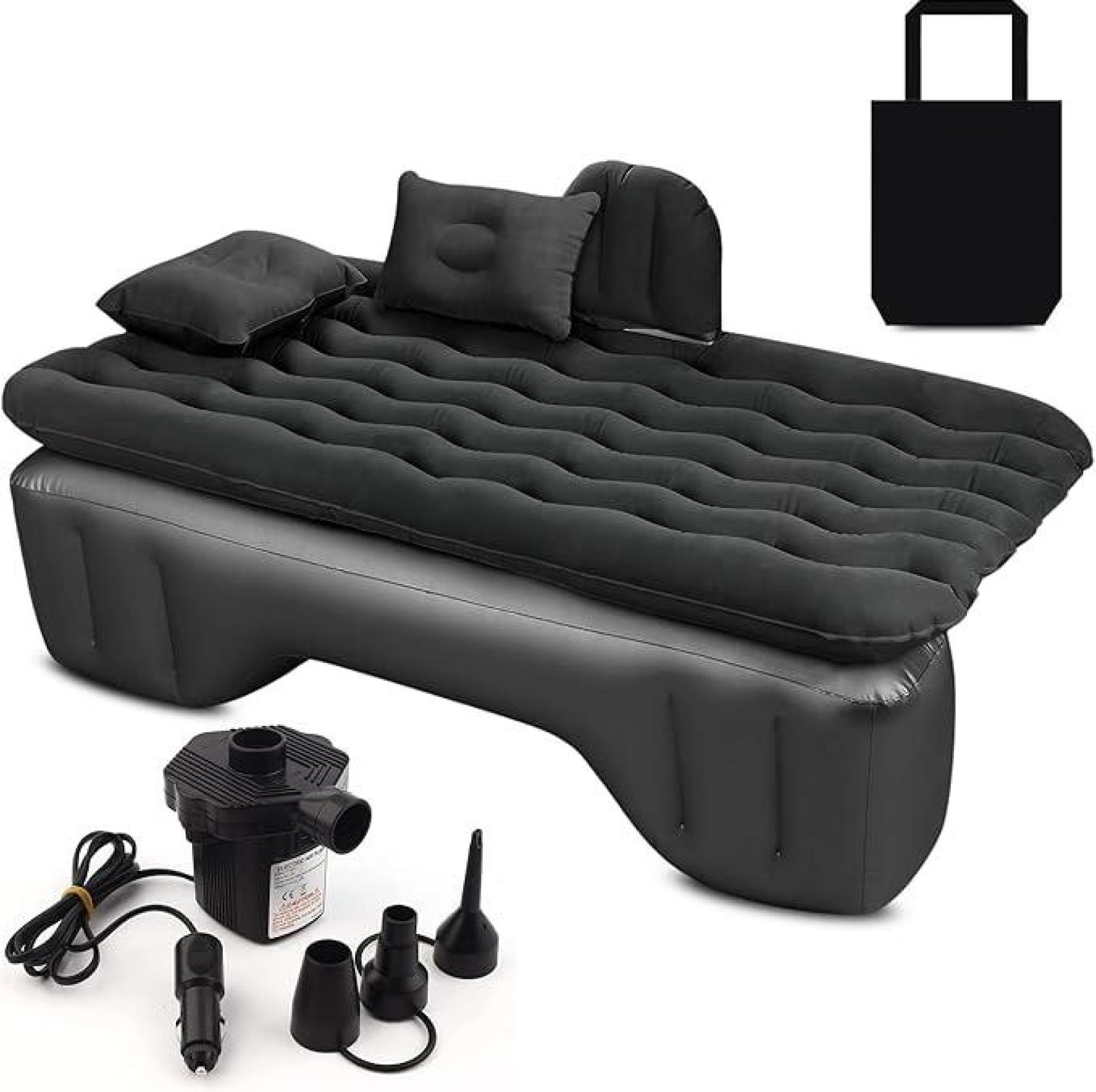 Colchón para Coche Negro con Bomba de Aire eléctrica de Amazon.