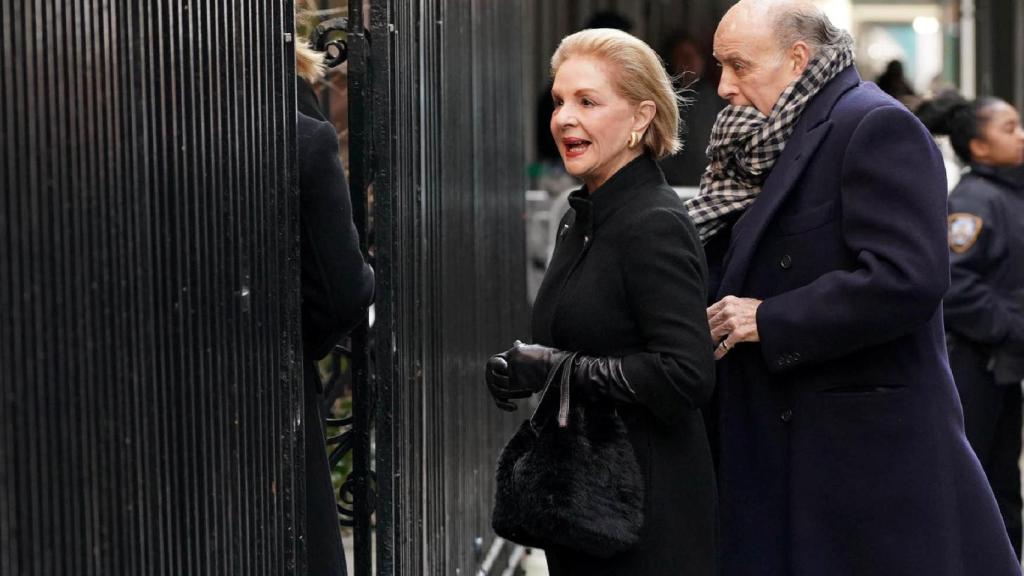 Carolina Herrera y su marido, Reinaldo, en un funeral en Nueva York, en 2019.