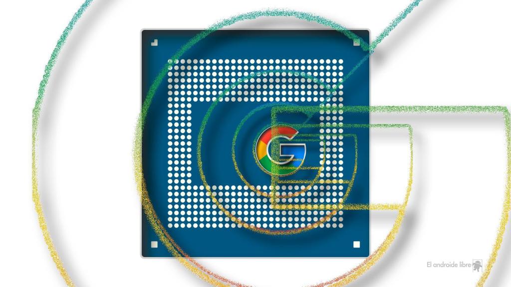 Fotomontaje de los chip Tensor de Google