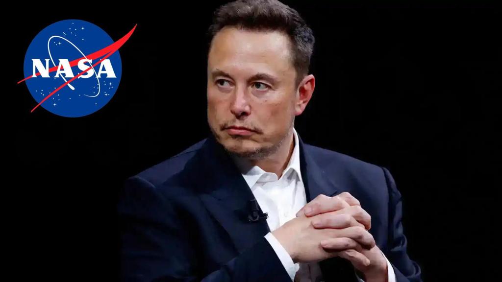 Fotomontaje de Elon Musk y el logo de la NASA.