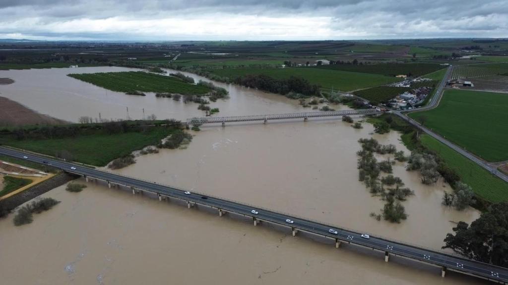 Crecida del Guadalquivir a la altura de Lora del Río.