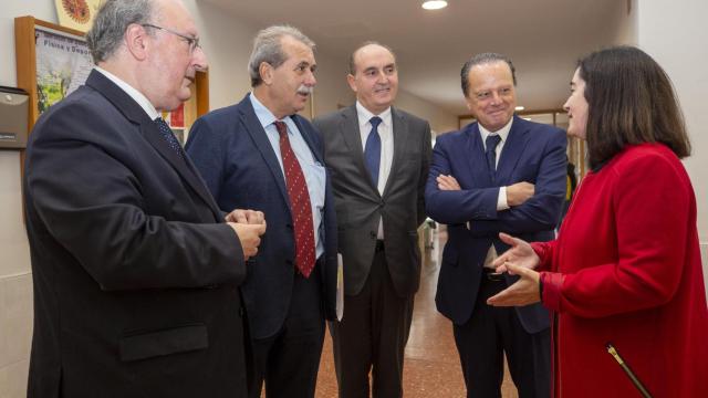 El presidente del Consejo Económico y Social de Castilla y León, Enrique Cabero, el presidente del Consejo Consultivo, Agustín Sánchez de Vega, el presidente del Consejo de Cuentas, Mario Amilivia, y el Procurador del Común, Tomás Quintana, en una imagen de archivo