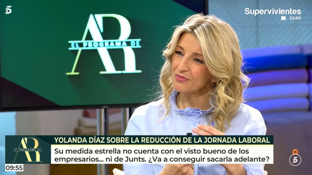 Yolanda Díaz durante su entrevista en 'El programa de AR'.