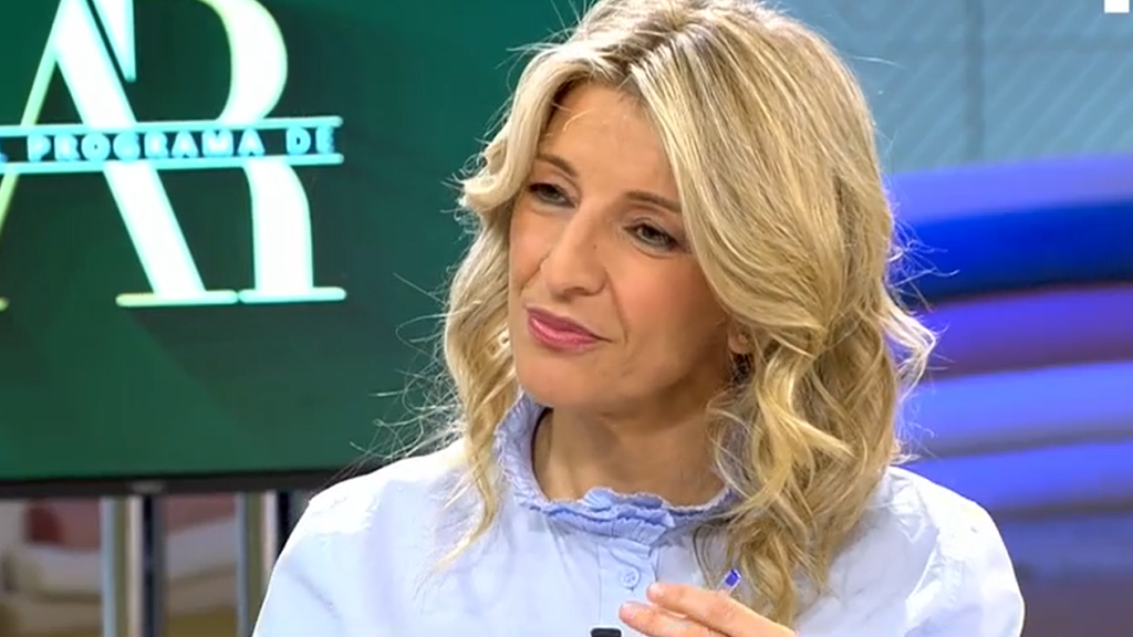 Yolanda Díaz durante su entrevista en 'El programa de AR'.