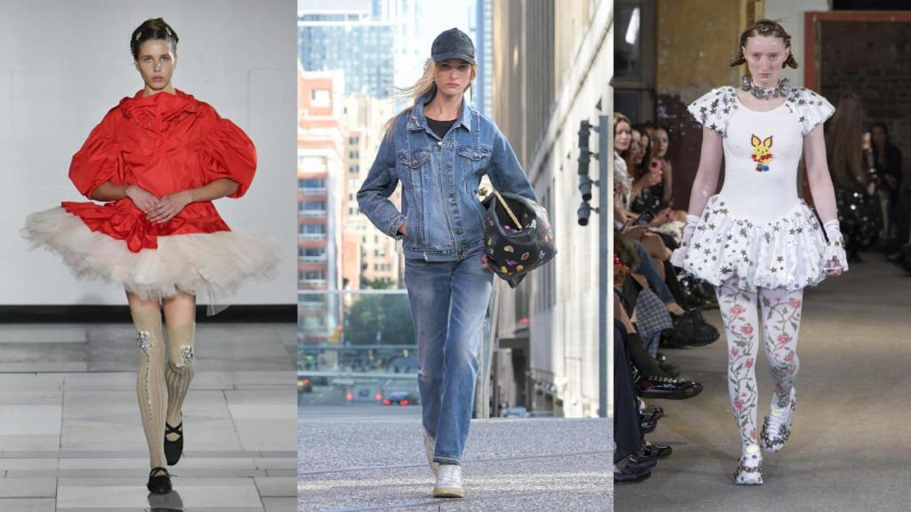 Siluetas de los desfiles primavera-verano 2025 de Simone Rocha, Coach y Chopova Lowena.