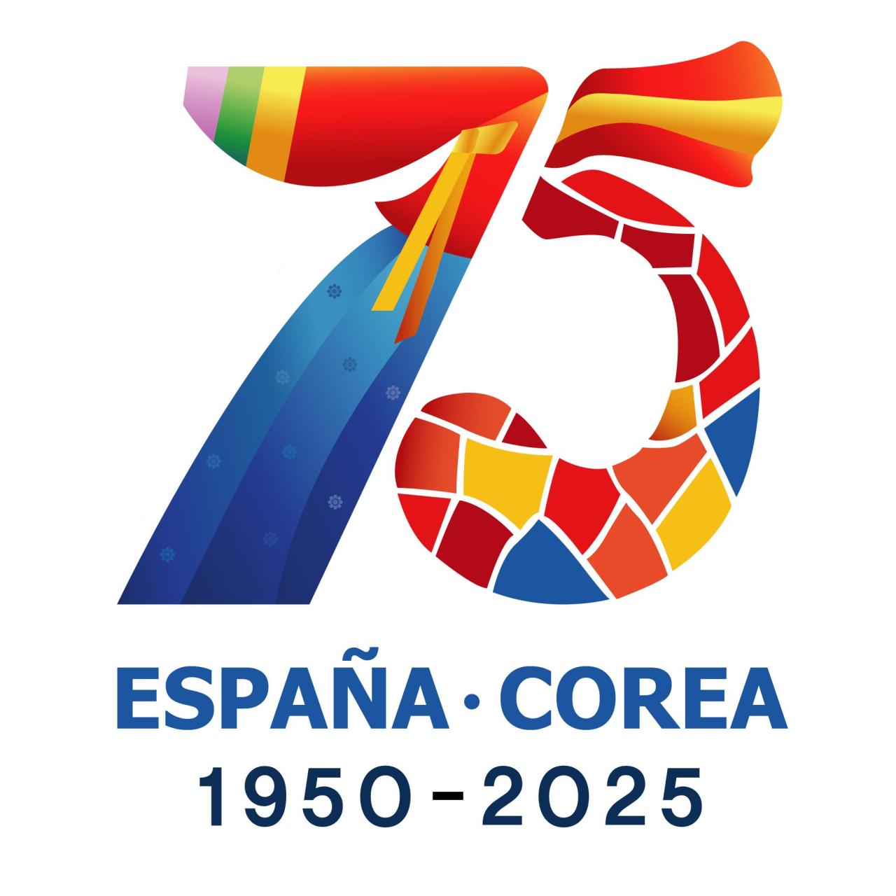 Logo para celebrar el 75 aniversario del establecimiento de relaciones diplomáticas entre España y Corea del Sur.