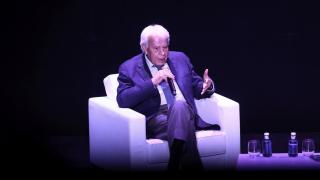 Felipe González, este jueves en Sevilla durante su participación en las jornadas de Cesur.