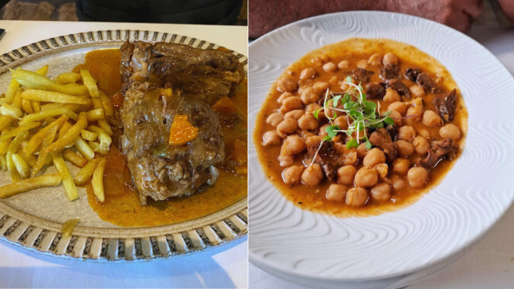 Platos tradicionales del restaurante Venta la Duquesa.