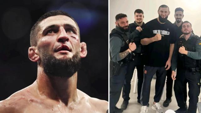 Chimaev con la Guardia Civil a su llegada a España.