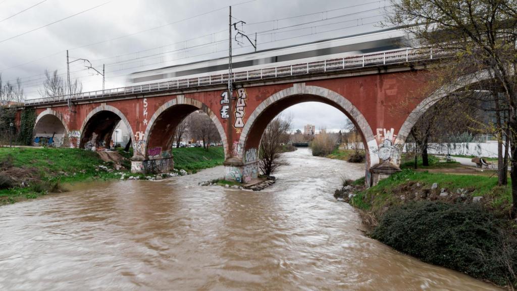 El cauce del río Manzanares este miércoles.