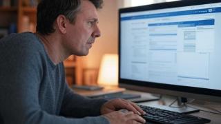 Hombre haciendo la declaración de la Renta.