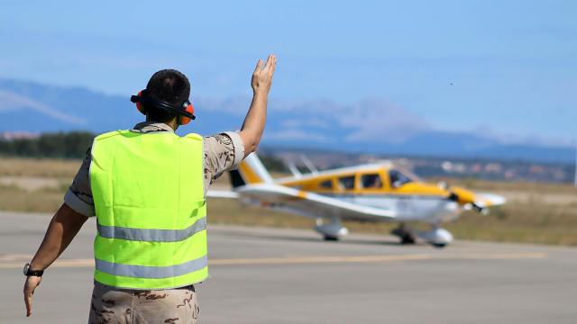 Imagen de archivo de una escala del Raid aéreo celebrado en León