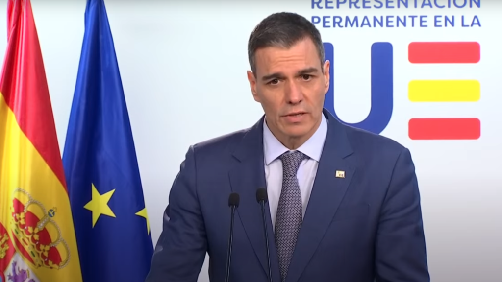 Pedro Sánchez durante su comparecencia en Bruselas.