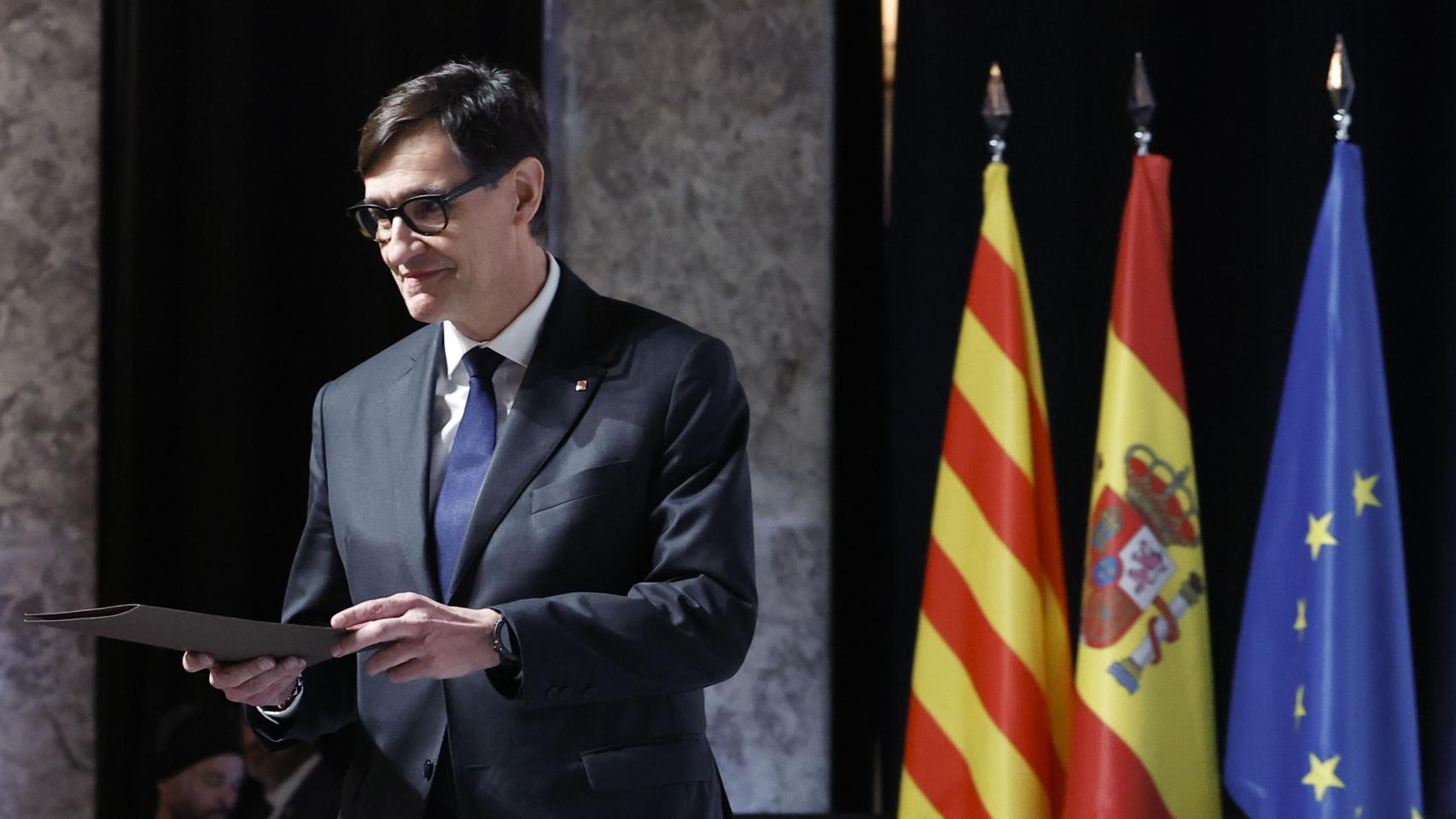 Salvador Illa, presidente de la Generalitat, este jueves durante su conferencia en el Círculo de Bellas Artes de Madrid.