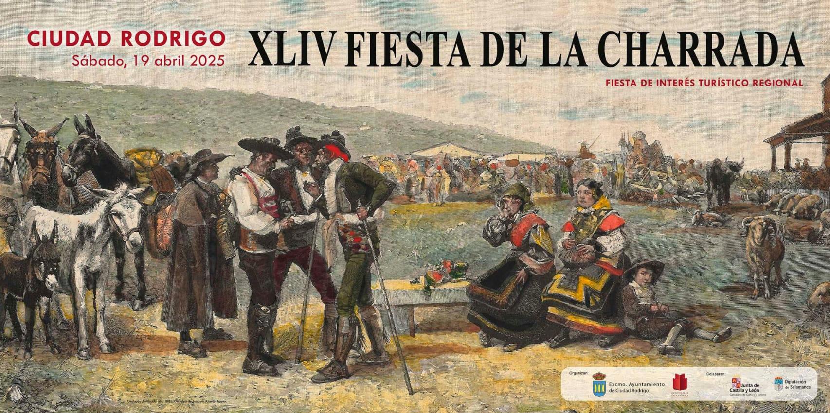 Cartel “XLIV FIESTA DE LA CHARRADA”, grabado de escena de mercado propiedad de José Ramón Cid Cebrián