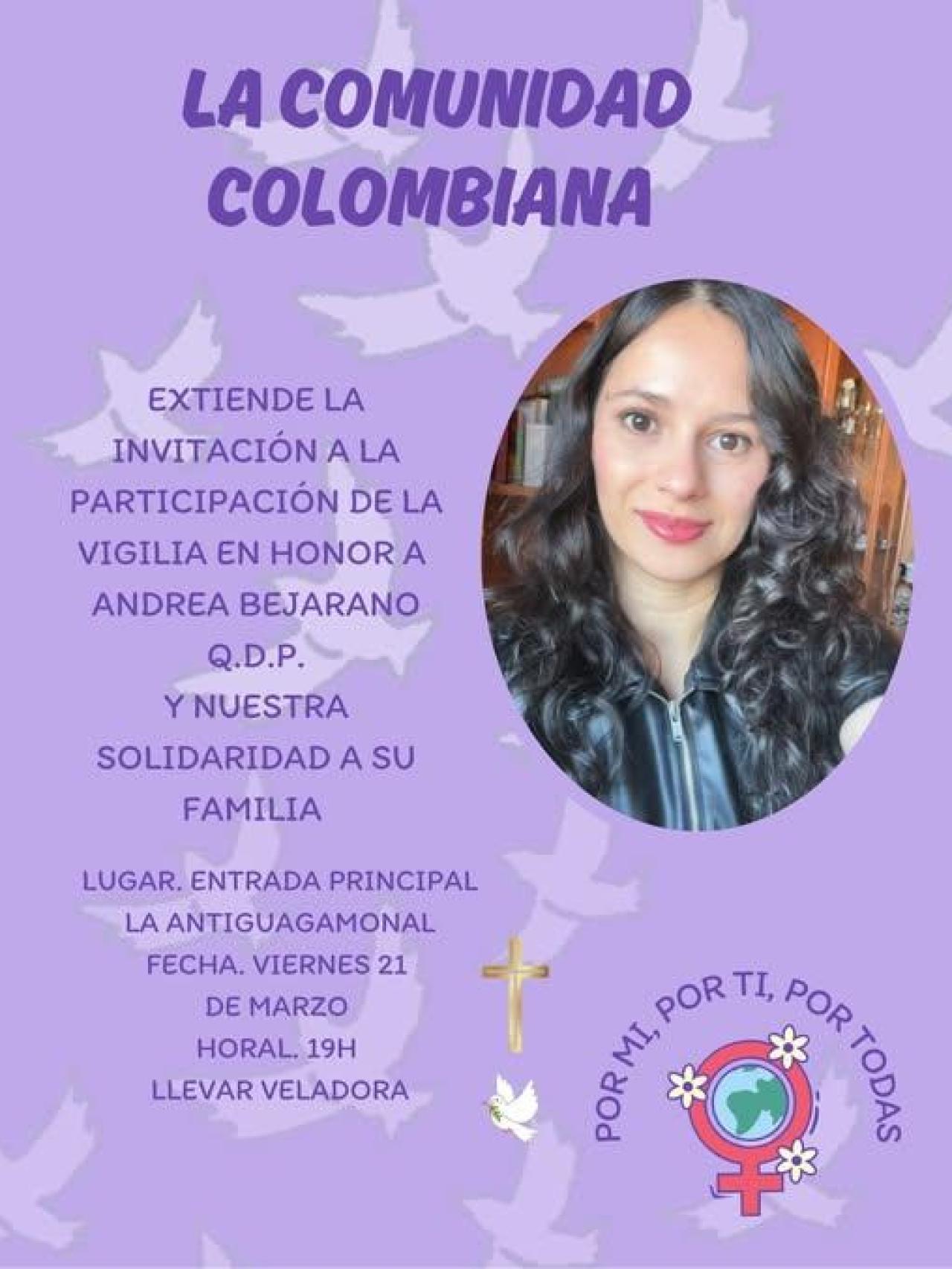Cartel de convocatoria de la vigilia por Andrea Bejarano en Burgos