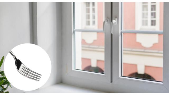 Un montaje que muestra una ventana junto a un tenedor.
