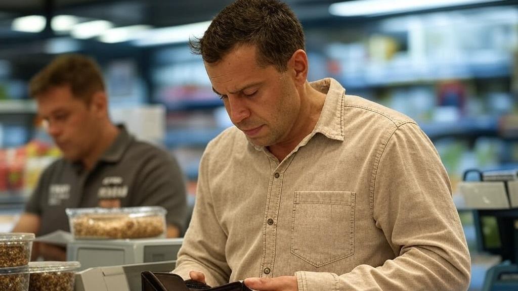 Hombre pagando en el supermercado.