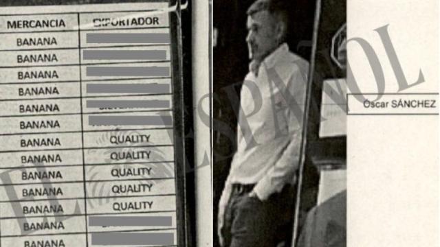 Fotografía del exjefe policial Óscar Sánchez, junto a un listado de contenedores hallado en su móvil.