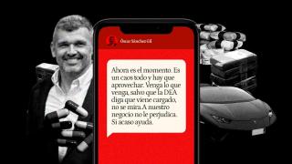 Fotomontaje con el rostro y los chats de de Óscar Sánchez, el exjefe de la UDEF investigado por supuesta colaboración con el narcotráfico.