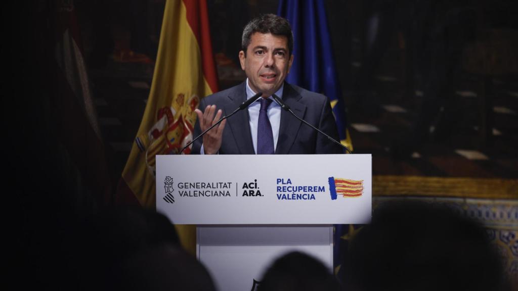 Carlos Mazón este viernes en la presentación del Plan de Recuperación Valenciano.