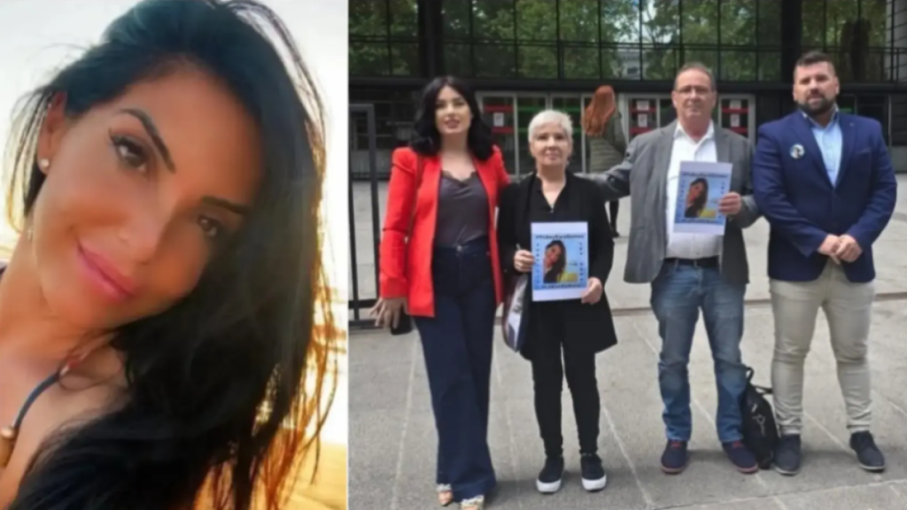 La difunta Sara Gómez, junto a una foto de sus hermanos, Nora y Rubén, y de sus padres, Felisa y Damián (c).