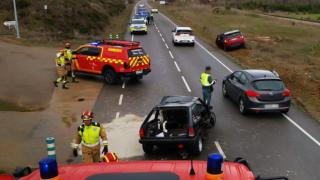 Accidente en la LE-311, entre Villasinta y San Feliz de Torío