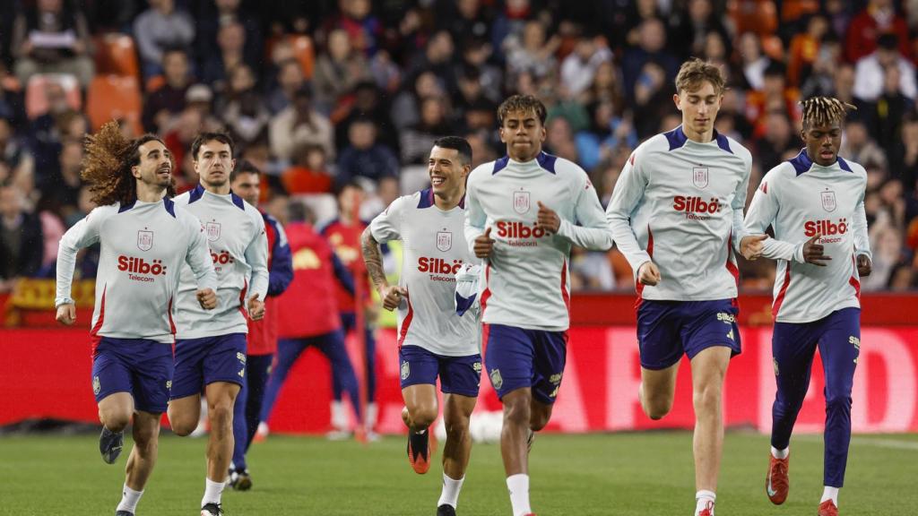 Entrenamiento de la Selección el viernes en Mestalla.
